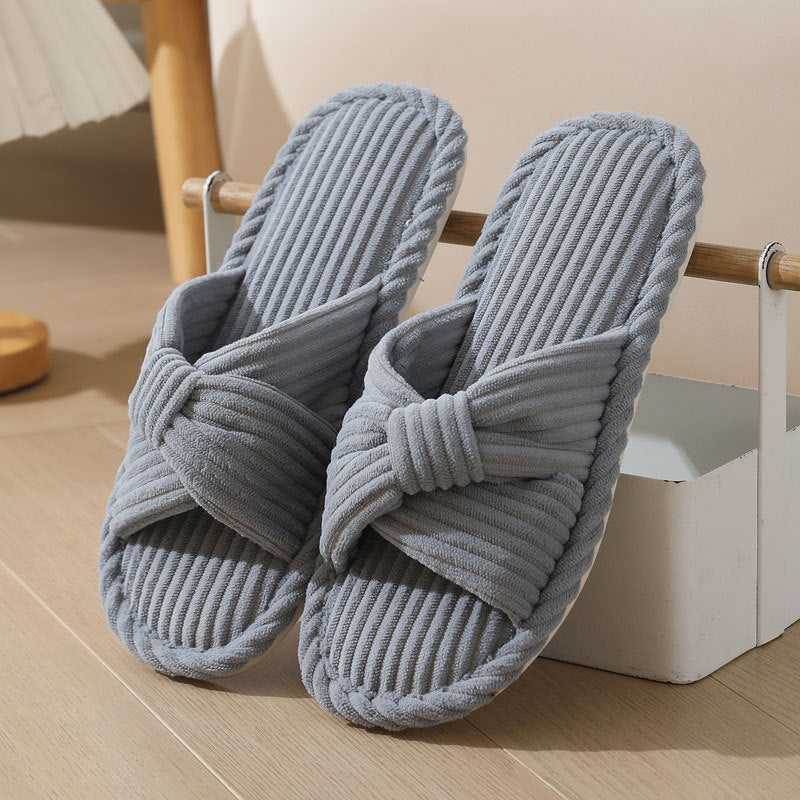 Corduroy Cross Cotton Slippers Home Warm Slippers