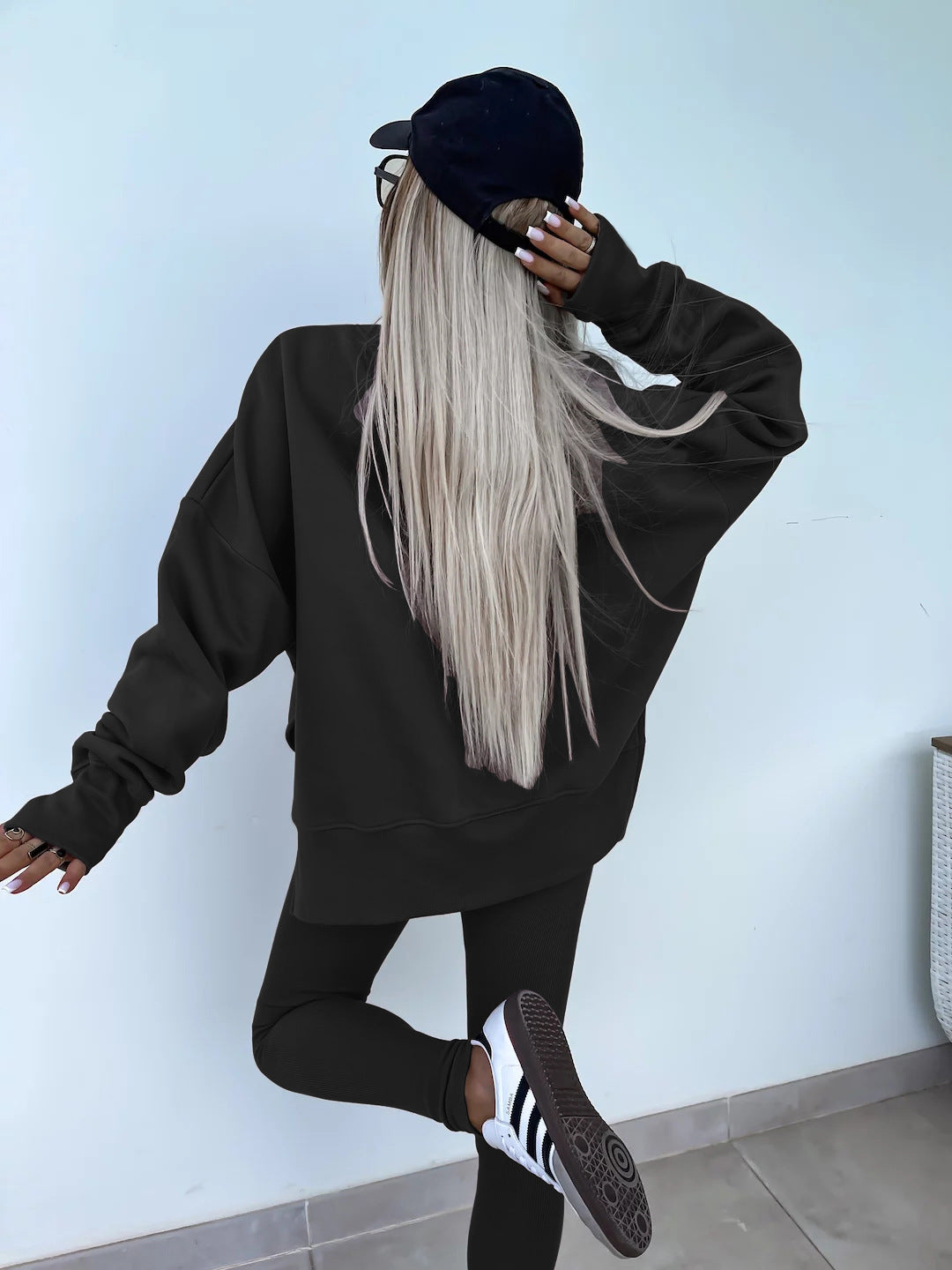 Women's Spring and Autumn Sports Hoodie Long Sleeve Solid Color Hoodie Casual Set Yoga Two Piece Set Outdoor Running Fitness Set