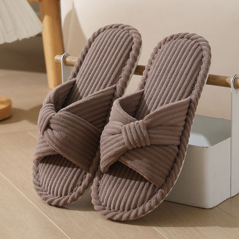 Corduroy Cross Cotton Slippers Home Warm Slippers