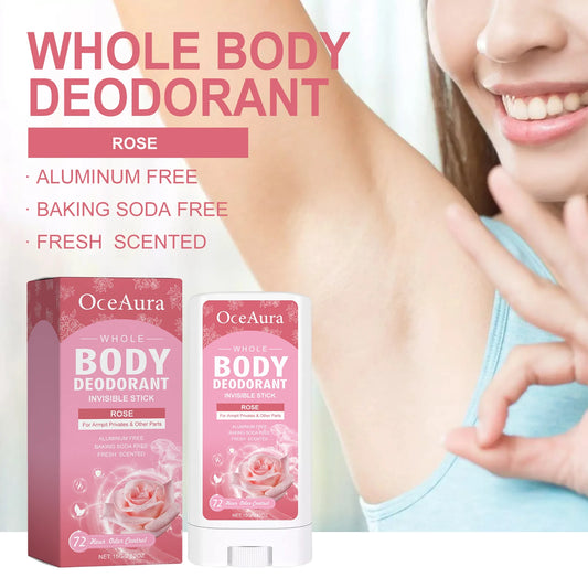 Oceaura Rose Body Deodorant Balm Stick Lasting Floral Fragrance Remove Sweaty Odor Skin Care Solid Perfume for Underarms
