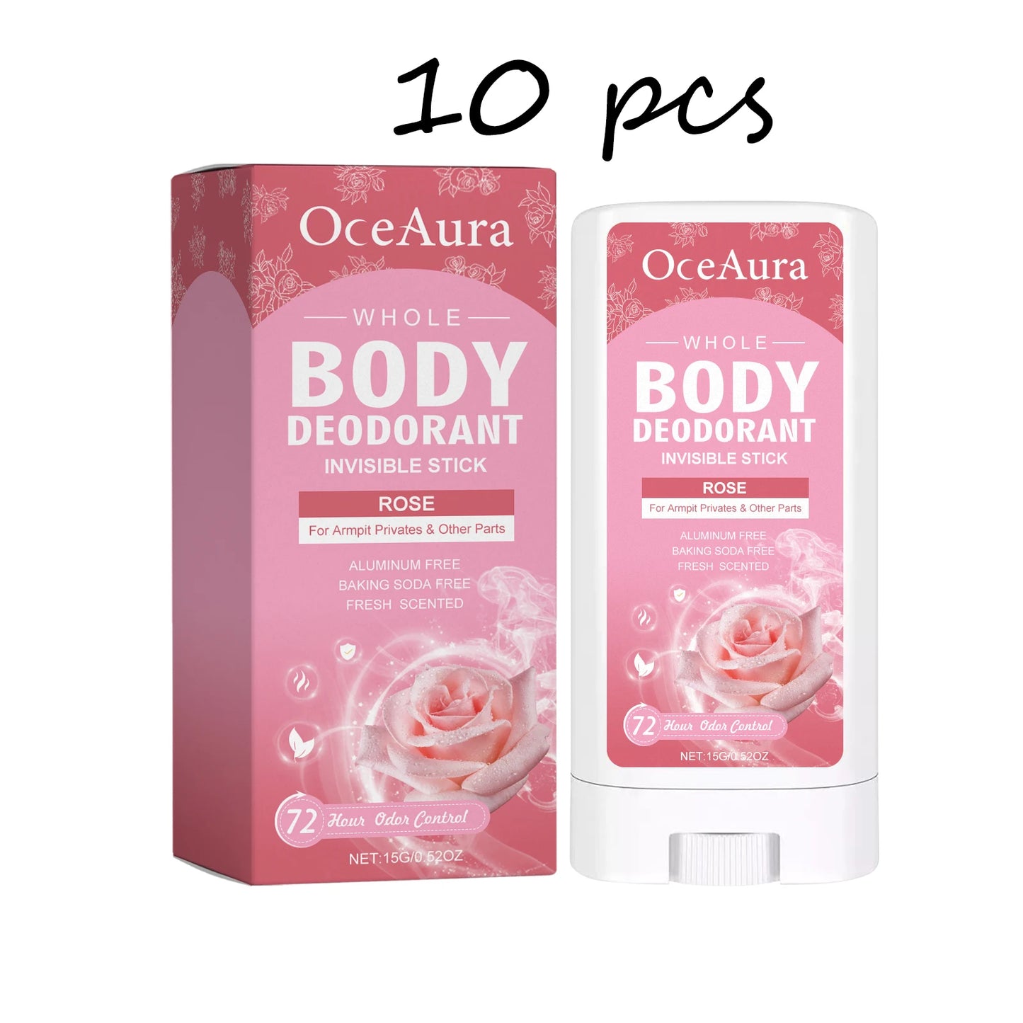 Oceaura Rose Body Deodorant Balm Stick Lasting Floral Fragrance Remove Sweaty Odor Skin Care Solid Perfume for Underarms