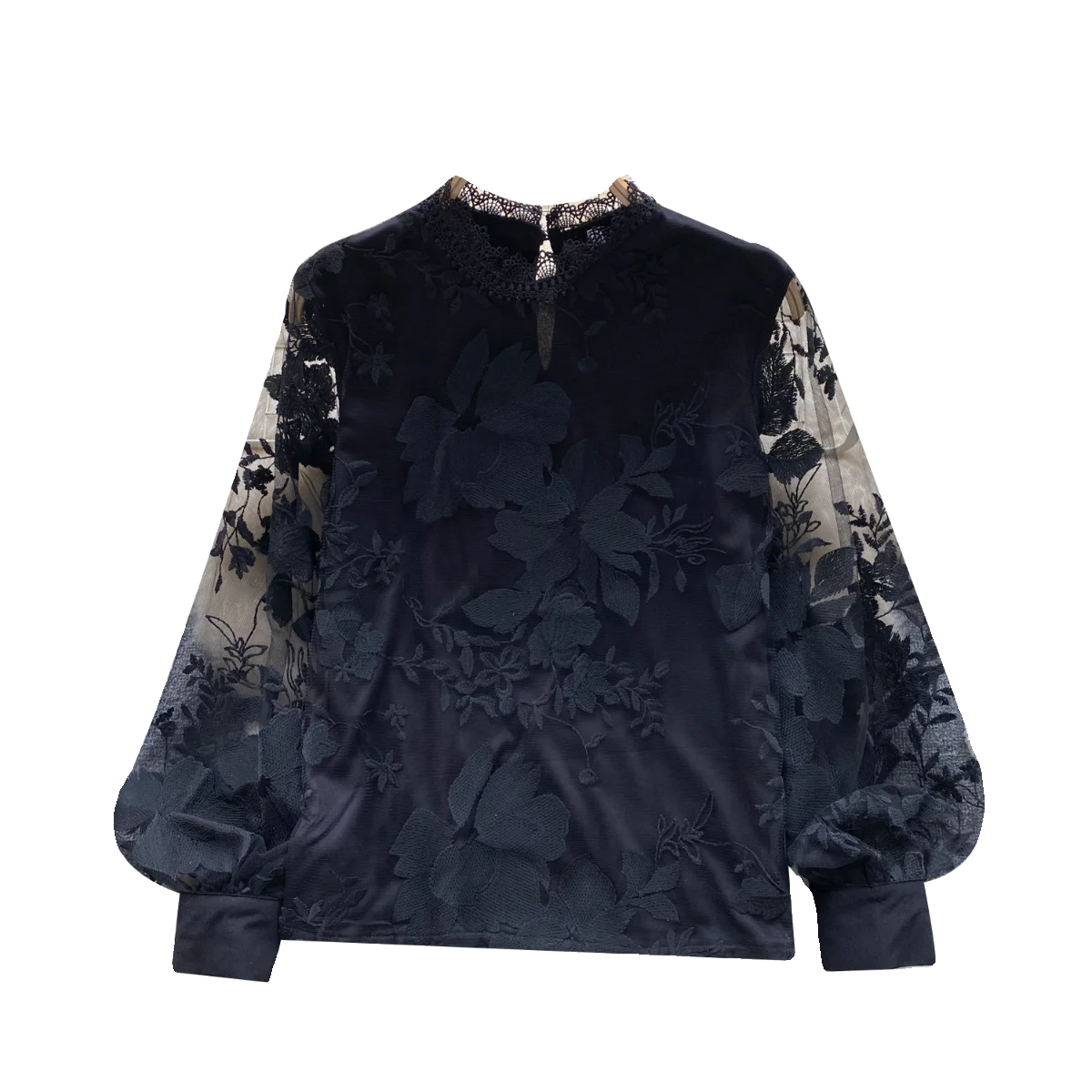 Casual Lace Blouses Women Puff Sleeve Lace Shirts Ladies Casual Tops Clothes Women Wholesale