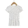 Women 2024 Summer New Fashion Polo Dot Shoulder T-Shirt Vintage Casual Chic Female Tee Shirt Tops Mujer