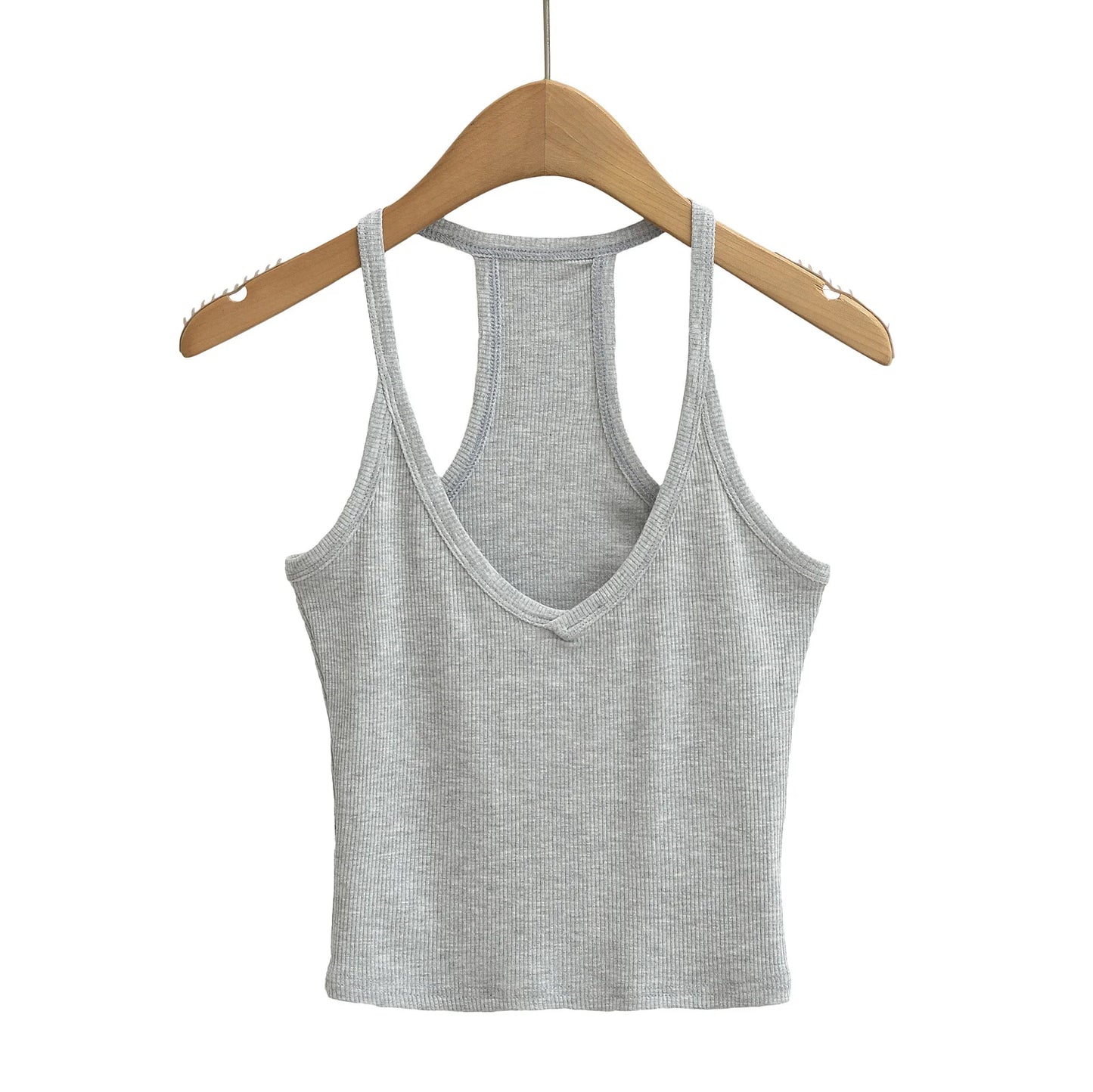 Women 2024 Summer New Fashion Deep V-Neck Small Tank Tops Vintage Slim-Fit Casual Female Camis Chic Tops