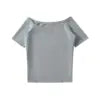 Women 2024 Summer New Fashion Loose Oblique Shoulder Off-shoulder Short Sleeve Retro Casual Chic Female Tee Shirt Tops Mujer