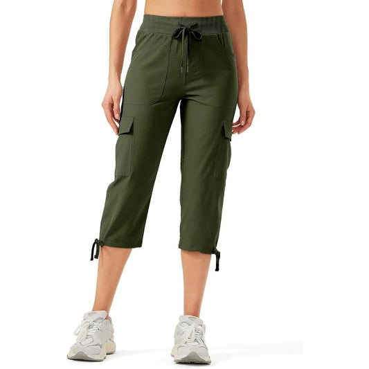 Women's Cargo Capris Hiking Pants Outdoor Lightweight Quick Dry Travel Athletic Casual Loose Comfy Cute Pockets