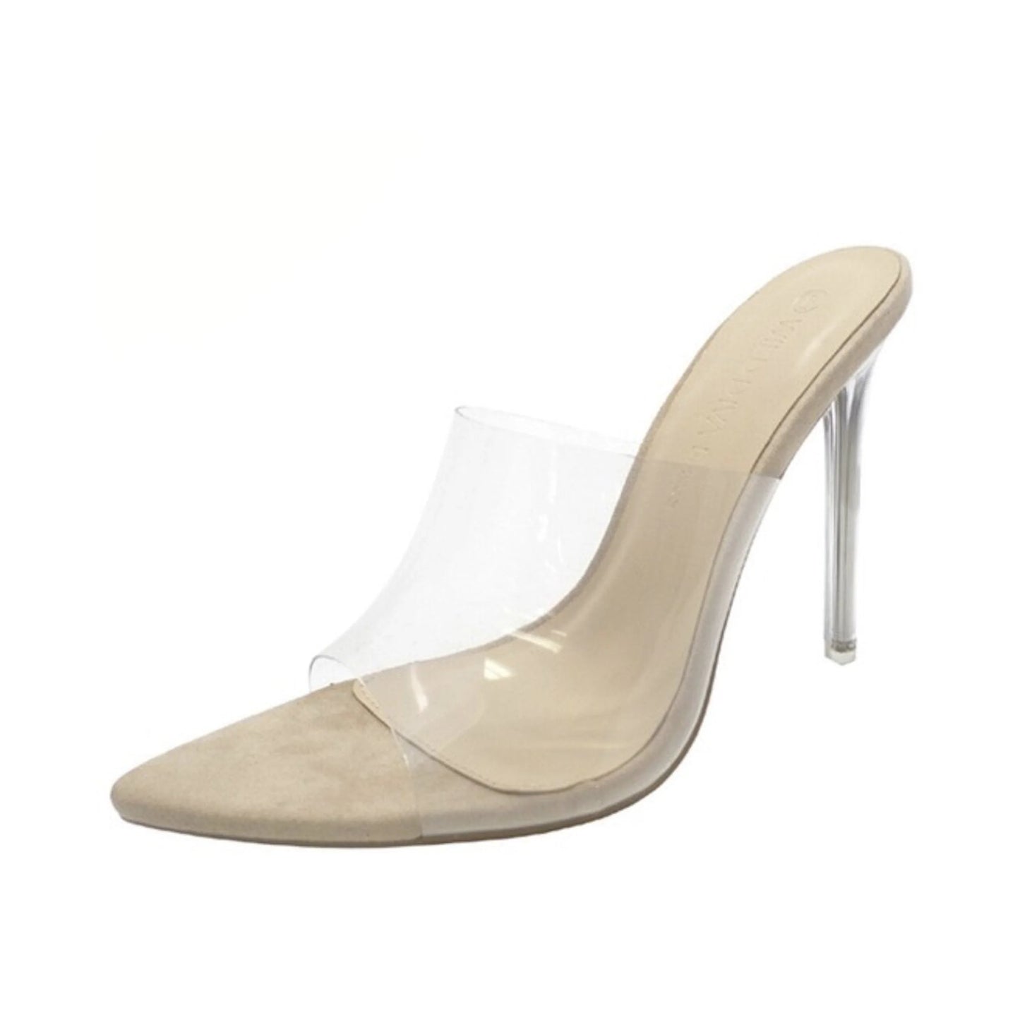 TD Clarissa Women's High Heel Pumps Nude Clear Upper 8cm Thin Heels with Ankle Strap High Stilettos