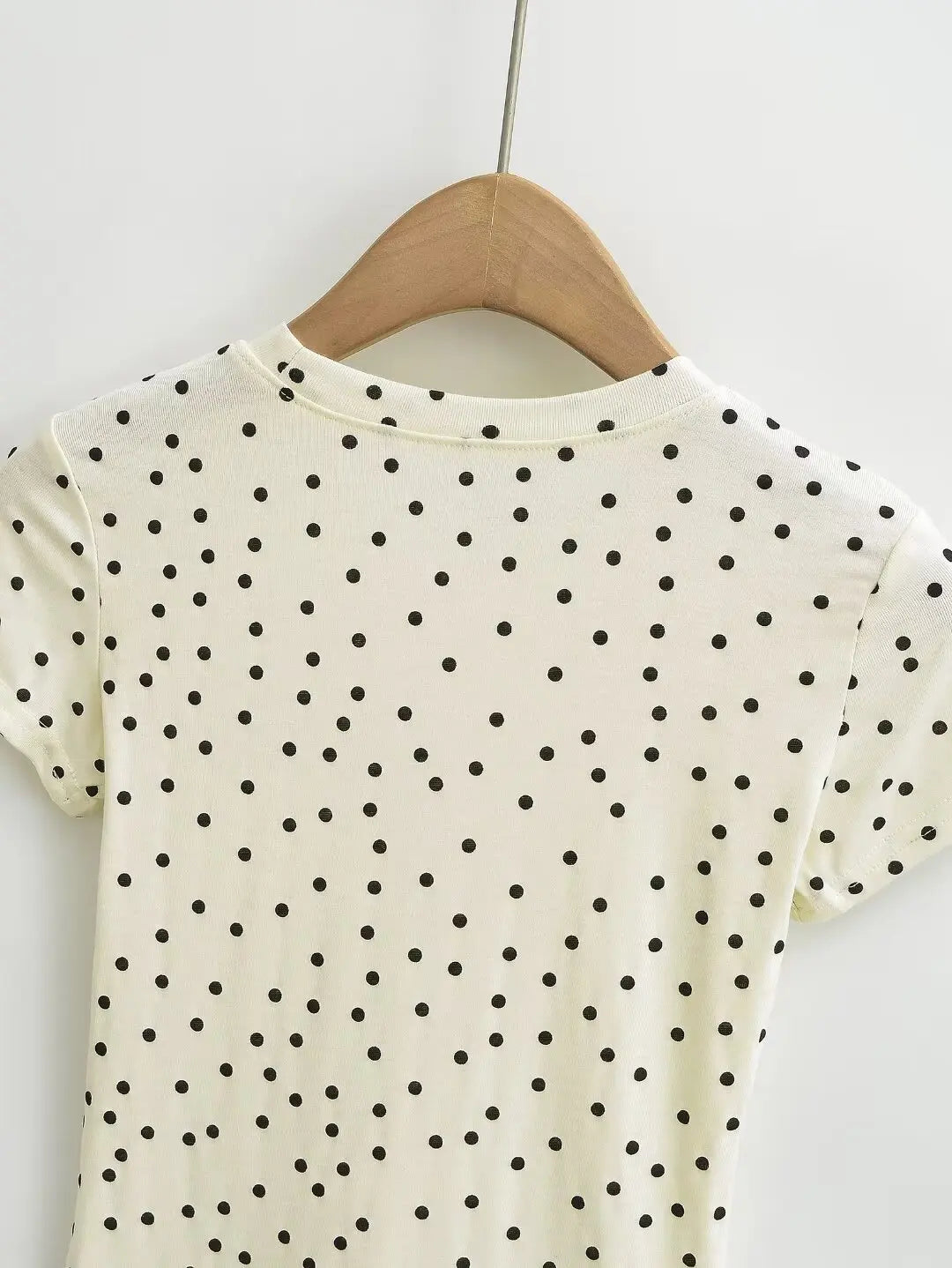 Women 2024 Summer New Fashion Polo Dot Shoulder T-Shirt Vintage Casual Chic Female Tee Shirt Tops Mujer