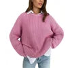 Women 2024 Autumn Winter Loose Sweater Round Neck Solid Color All-Match Long Sleeve Breathable Lazy Pullover Tops Knit Sweater
