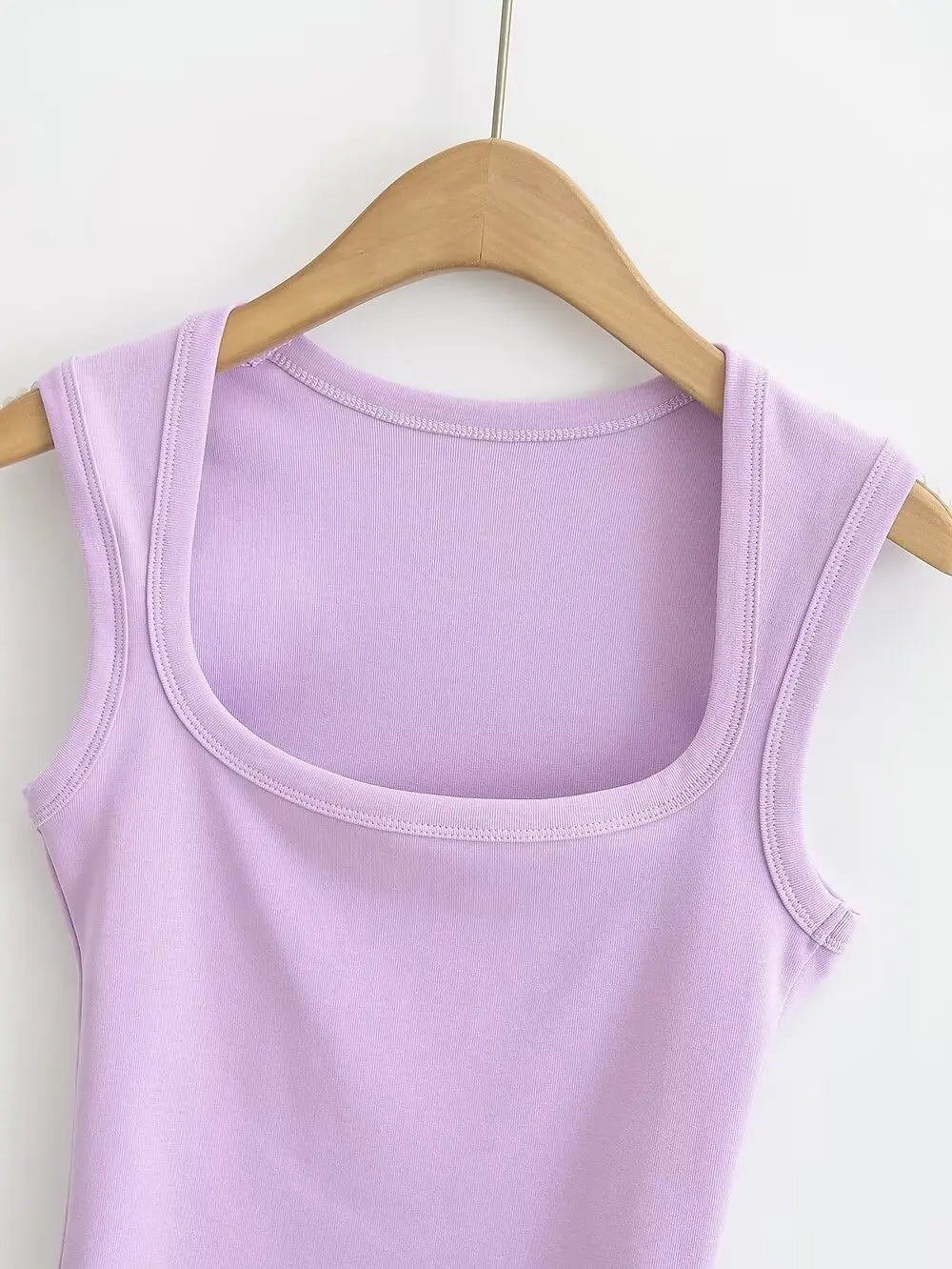 Women 2024 Summer New Fashion Tapped Dark Square Collar Tank Tops Vintage Casual Female Camis Chic Tops