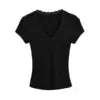 Women 2024 Summer New Fashion V-Neck Lace T-Shirt Vintage Slim-Fit Casual Chic Female Tee Shirt Tops Mujer