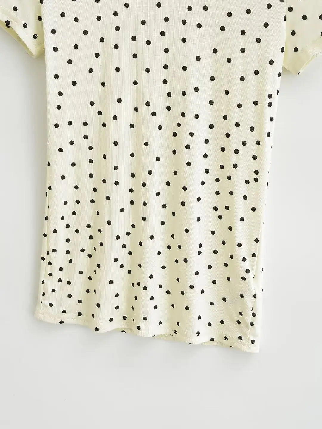 Women 2024 Summer New Fashion Polo Dot Shoulder T-Shirt Vintage Casual Chic Female Tee Shirt Tops Mujer