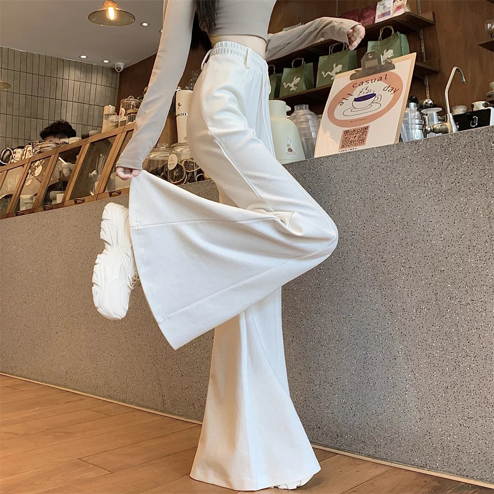 New China Spring and autumn new big horn bell bottoms high waist sagging feeling women leisure sports pants