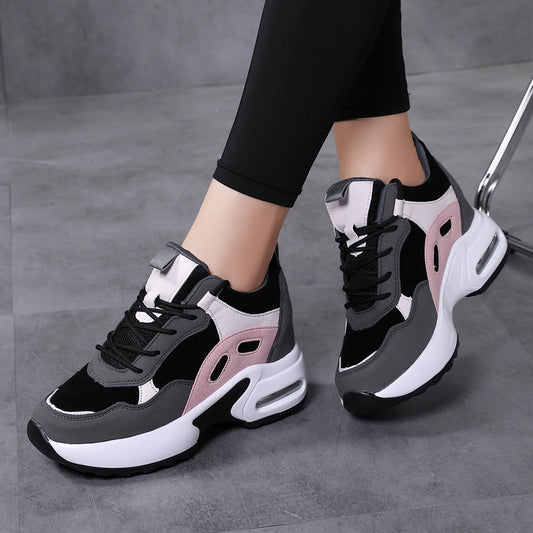 Us Stock Best Selling 2025 Walking Style Shoes	Tenis Wedge Heels Sneakers for Women and Ladies	Height Increasing Insoles