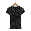 Women 2024 Summer New Fashion Polo Dot Shoulder T-Shirt Vintage Casual Chic Female Tee Shirt Tops Mujer