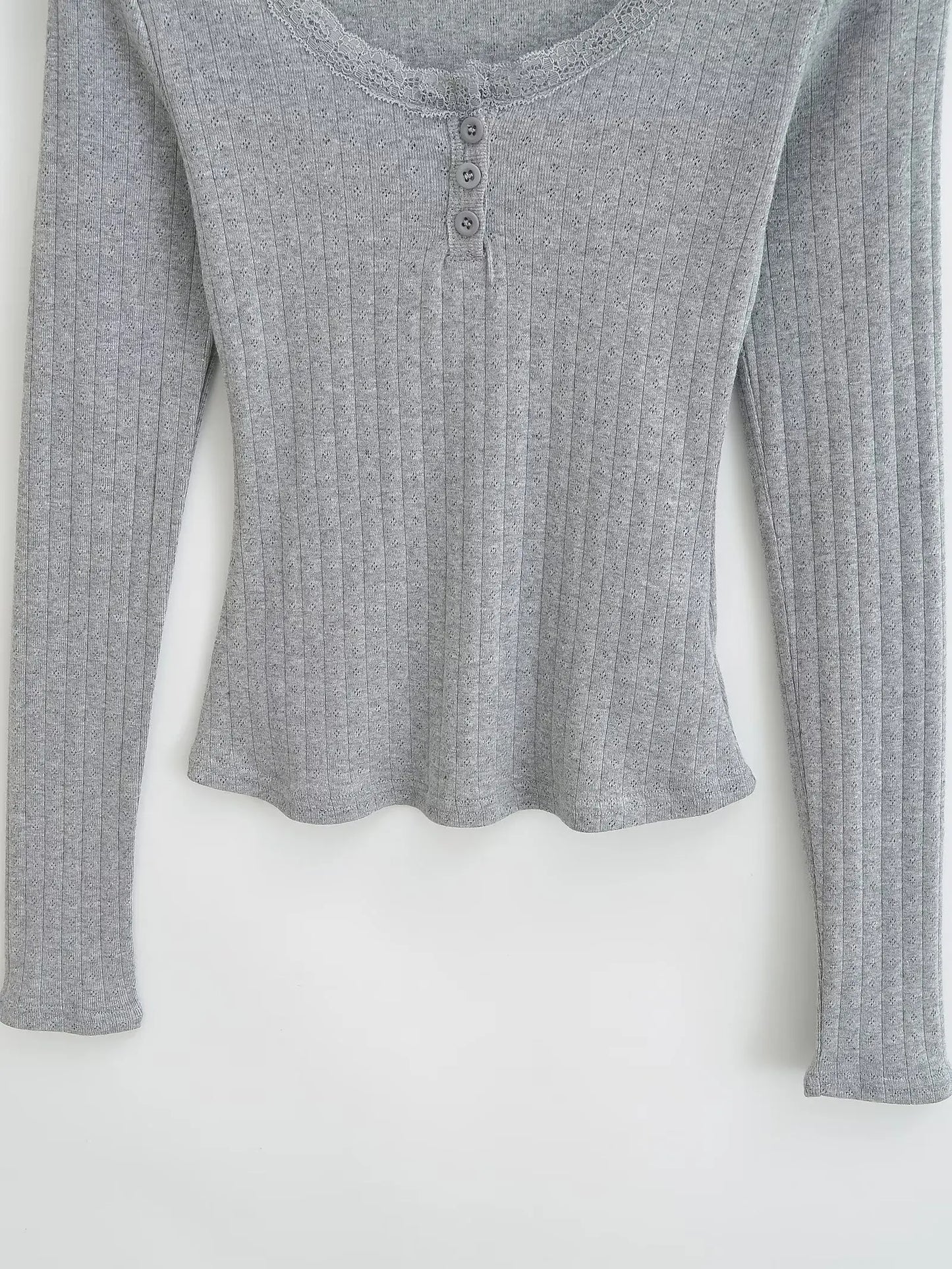 Women 2024 Summer New Fashion Lace U Neck Long Sleeve T-Shirt Vintage Casual Chic Female Tee Shirt Tops Mujer