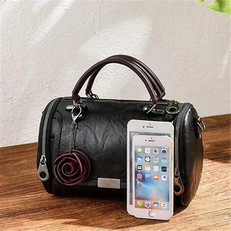 Fashion Women Shoulder Bag with Flower Pendant Ladies Totes Party Purse Boston Handbag Casual Female Messenger Crossbody Bags