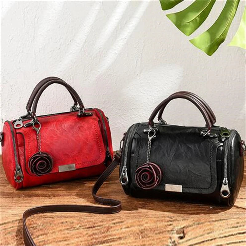 Fashion Women Shoulder Bag with Flower Pendant Ladies Totes Party Purse Boston Handbag Casual Female Messenger Crossbody Bags