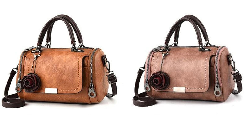 Fashion Women Shoulder Bag with Flower Pendant Ladies Totes Party Purse Boston Handbag Casual Female Messenger Crossbody Bags