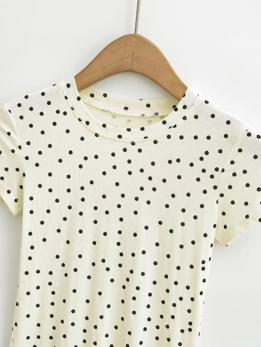 Women 2024 Summer New Fashion Polo Dot Shoulder T-Shirt Vintage Casual Chic Female Tee Shirt Tops Mujer