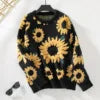 Sunflower 3D Jacquard Weave Women's Sweaters Long Sleeve Ladies Pullovers Knitted Tops High Quality Christmas Sweater