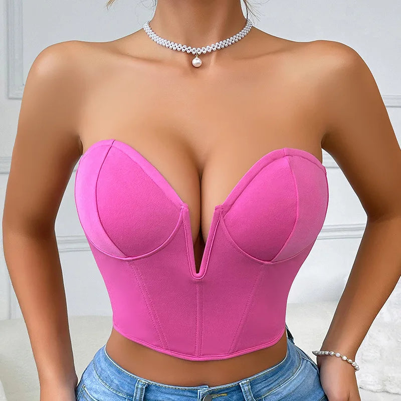 Y08123 Ultra Short Fashion Outerwear Top Jersey Fabric Inner Tube Tops Breathable Feature MOQ 1 Piece