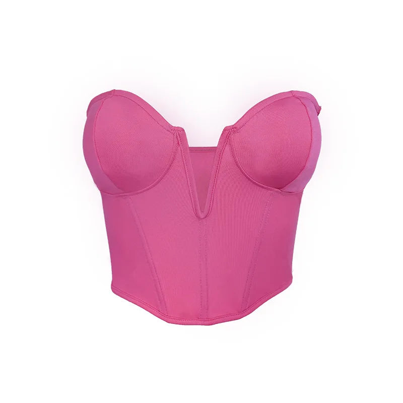 Y08123 Ultra Short Fashion Outerwear Top Jersey Fabric Inner Tube Tops Breathable Feature MOQ 1 Piece