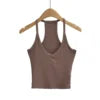 Women 2024 Summer New Fashion Deep V-Neck Small Tank Tops Vintage Slim-Fit Casual Female Camis Chic Tops