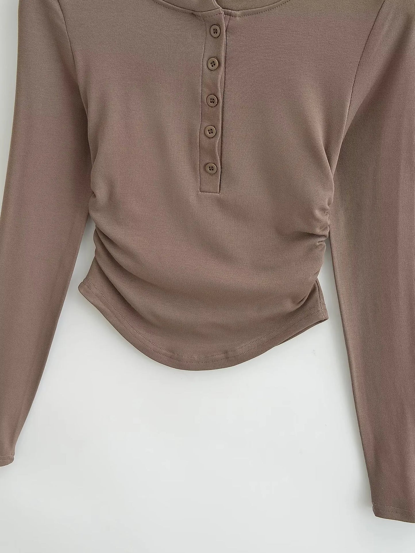 Women 2024 Summer New Fashion Fleece-lined Button Base Long Sleeve Top Retro Casual Chic Female Tee Shirt Tops Mujer