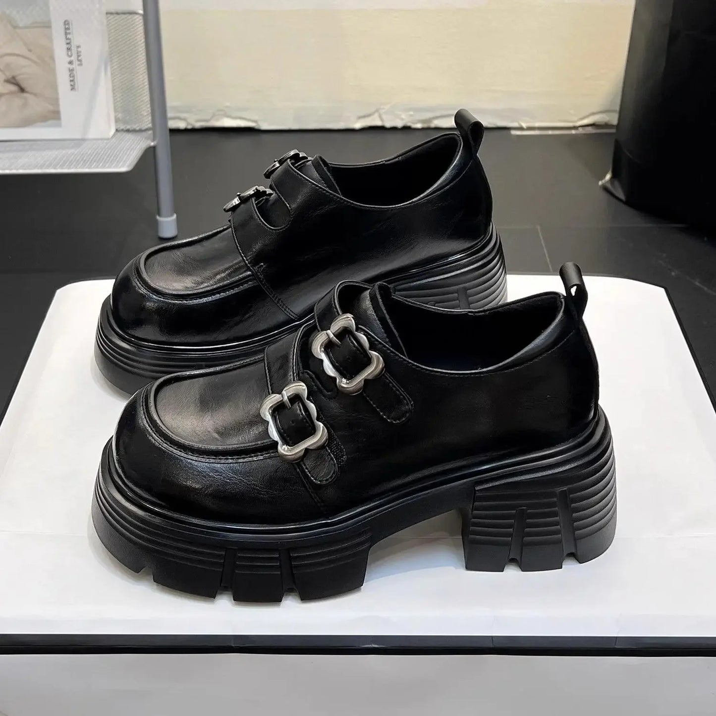 Shoes for Women  New Quality Women's Pumps Hot Sale Loafers Fashion Buckle Platform Leather Shoes Trend Versatile Zapatos