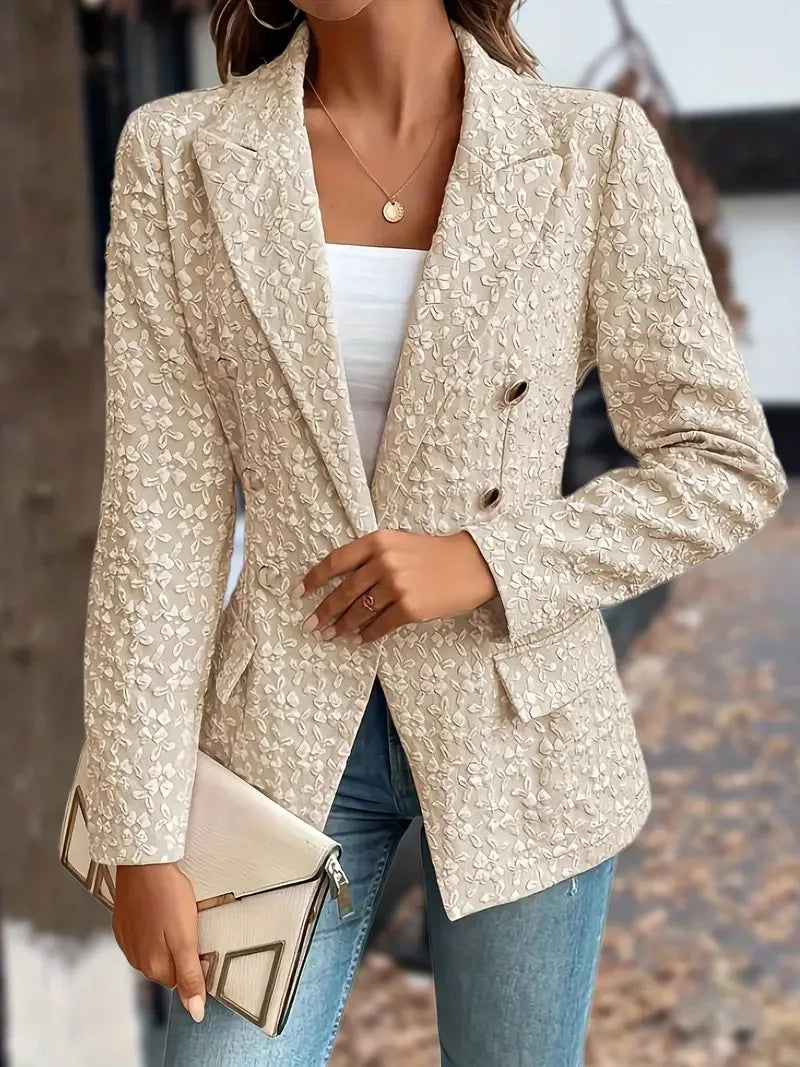 New Women's Blazers Spring Autumn Button Cardigan Jacket Fashion Commuter Office Solid Color Jacquard Elegant Simple Suit Top