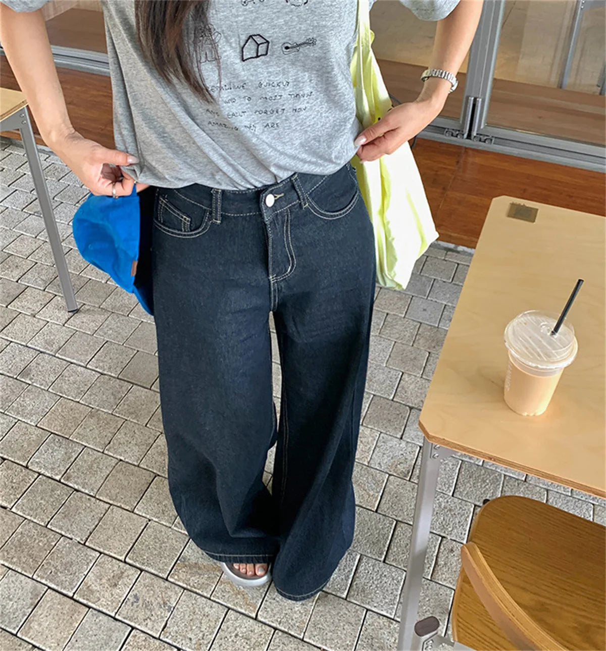 Fashion Wide Leg Jeans Women 2025 Spring Autumn New Retro High Waist Pant Solid Chic Casual Trousers Office Lady Street Pants