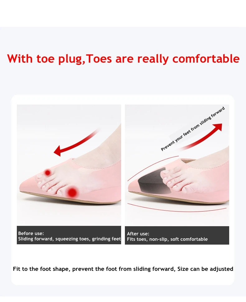 Women High Heel Half Forefoot Insert Toe Plug Cushion Pain Relief Protector Big Shoes Toe Front Filler Adjustment 1 Pair