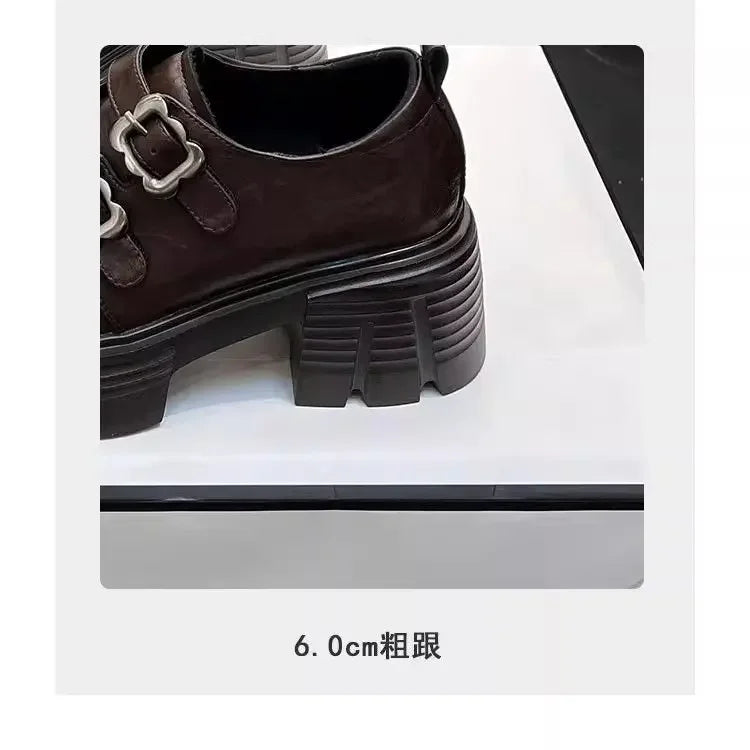 Shoes for Women  New Quality Women's Pumps Hot Sale Loafers Fashion Buckle Platform Leather Shoes Trend Versatile Zapatos