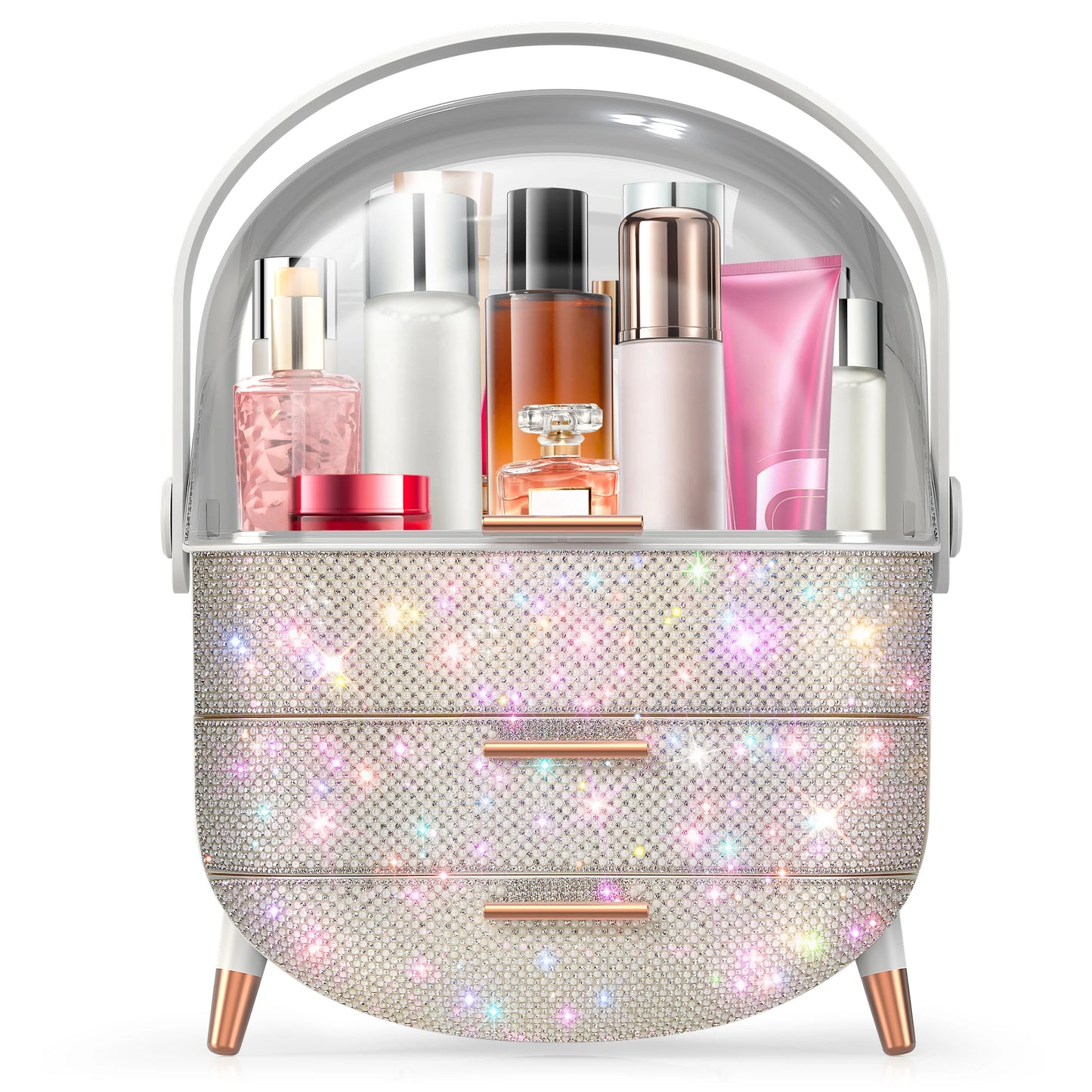 Compact Makeup Organizer - Spacious Storage for Eyeshadow, Skincare & More - Perfect for Bedrooms, Dorms, and Travel - Keeps Cos