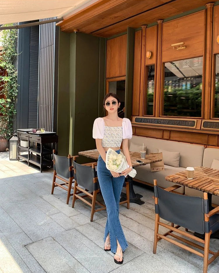 Women's Flared Jeans with Slits Bell Bottom Trousers Retro High Waist Shot Cowboy Pants for Woman Original Top Selling Baggy R Z