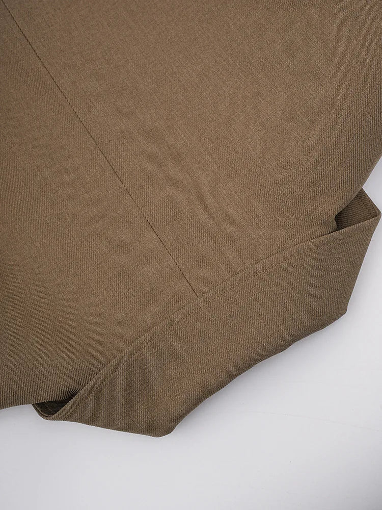 KWTX 2025 Spring Summer Brown Blazer Women's Vintage Slim Single Breasted Belted Jacket Pocket Elegant Office Casual Outfit