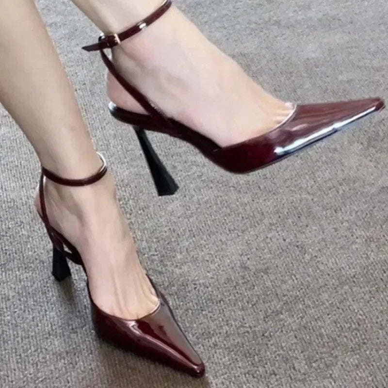 Shoes for Women 2025 Fashion Summer Pointed Toe High Heels Sexy Ankle Strap Evening Party Sandal Sweet with Ankle Buckle Strap