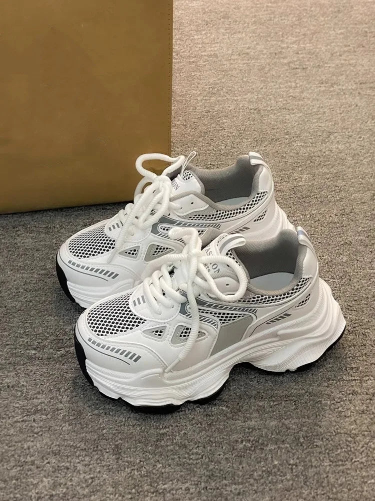Women's Shoes Spring and Summer Zapatillas De Mujer New Thick Sole Increase Mesh Breathable Light Sports Casual Shoes