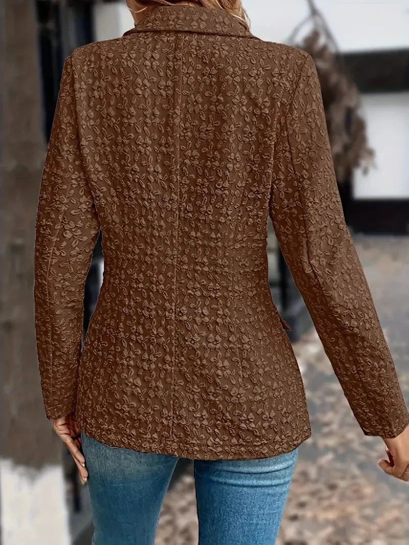 New Women's Blazers Spring Autumn Button Cardigan Jacket Fashion Commuter Office Solid Color Jacquard Elegant Simple Suit Top