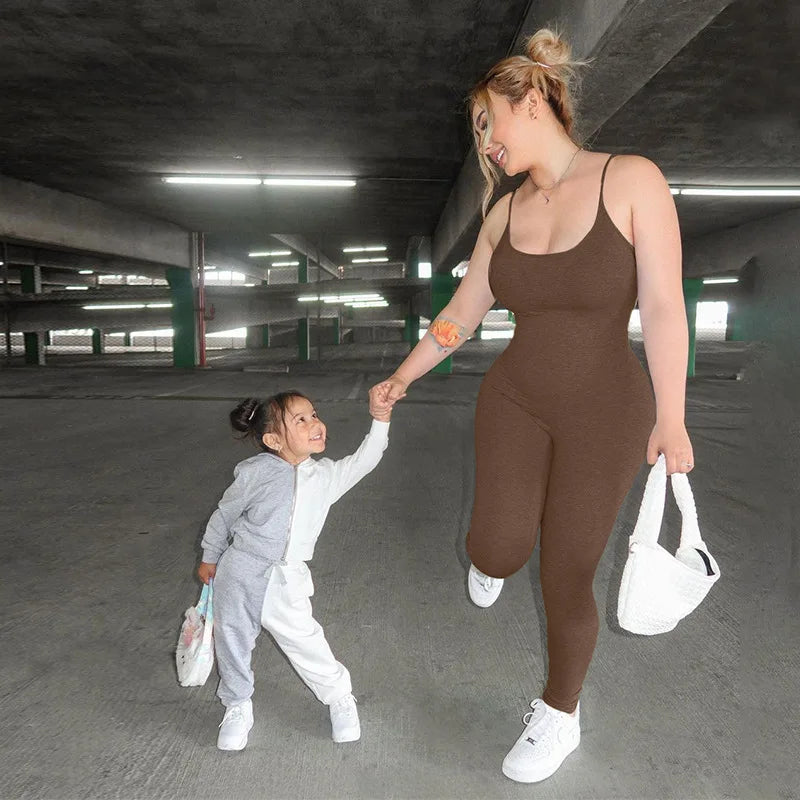 Black Sexy Jumpsuits Women Summer Sleeveless Rompers Spaghetti Strap Backless Casual Bodycon Skinny Sports Fashion Streetwear