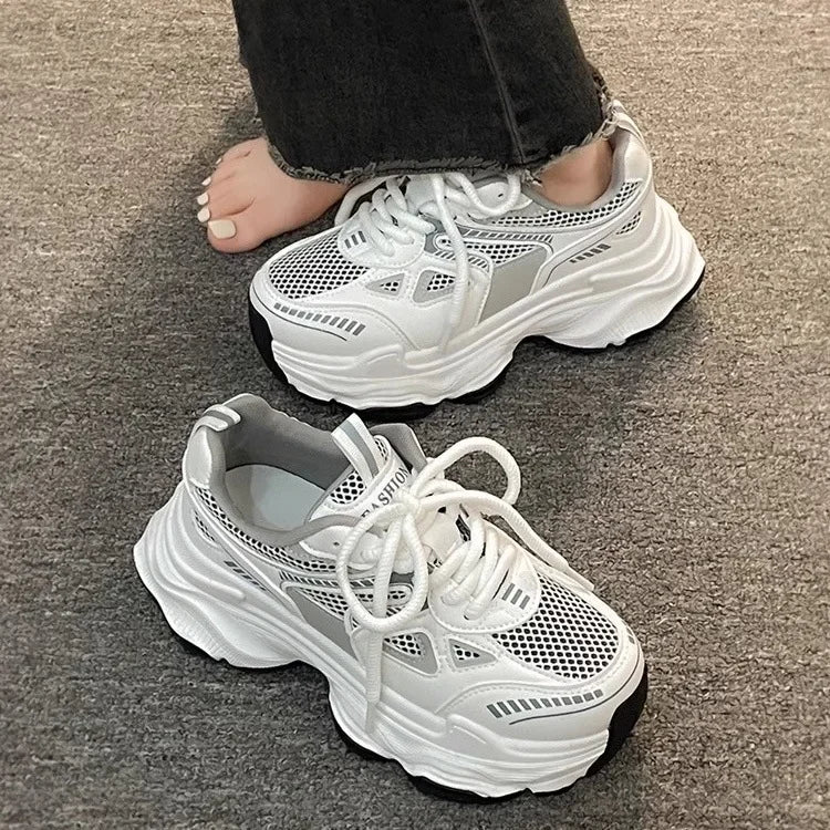 Women's Shoes Spring and Summer Zapatillas De Mujer New Thick Sole Increase Mesh Breathable Light Sports Casual Shoes