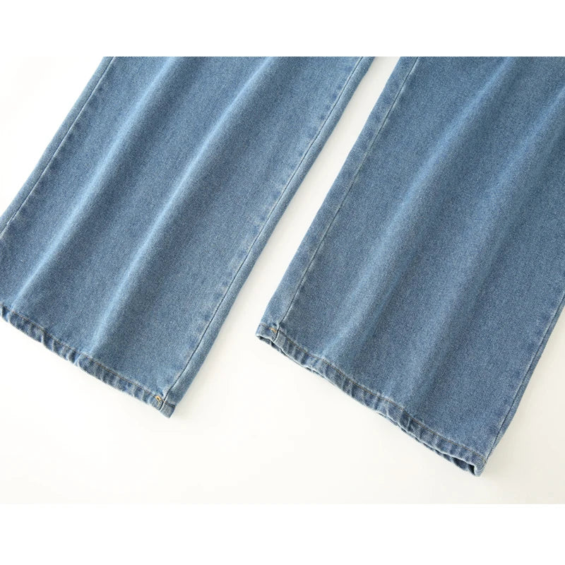 MUJER 2025 Women's Jeans Blue Baggy Jeans for Women High Waist Mom Jeans Woman Wide Leg Denim Pants Woman Jeans Summer Trousers