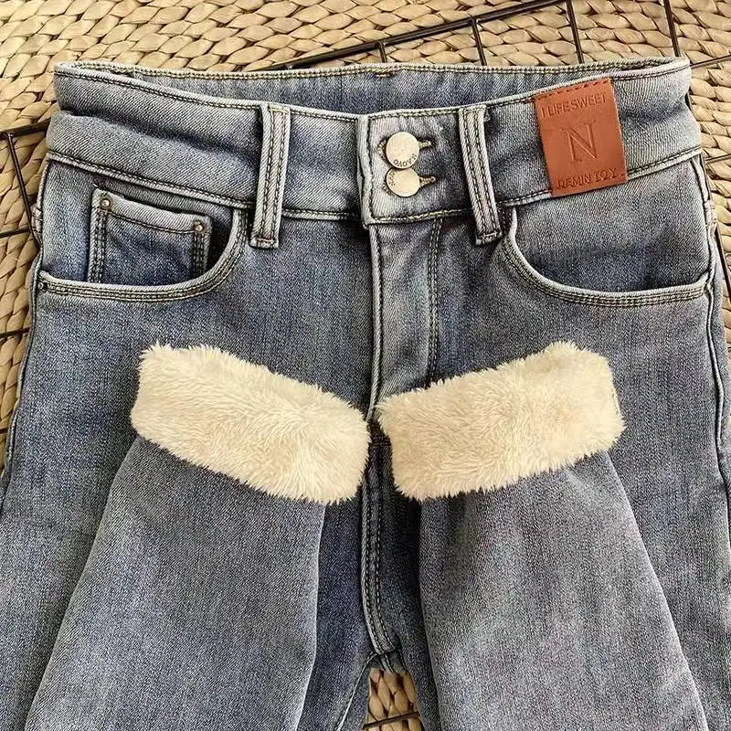 Winter warm Women jeans Velvet Jeans women Fleece Warm High Waist Skinny Elastic Pants women Jean Casual Legging Winter jeans