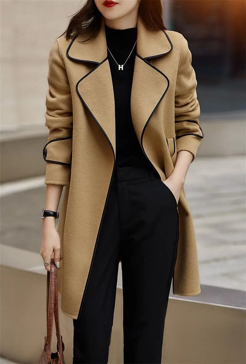 Loose Clothing Over Women's Blazers Long Female Coats and Jackets Black Jacket Dress Solid Overcoat New in Trench Coat Outerwear