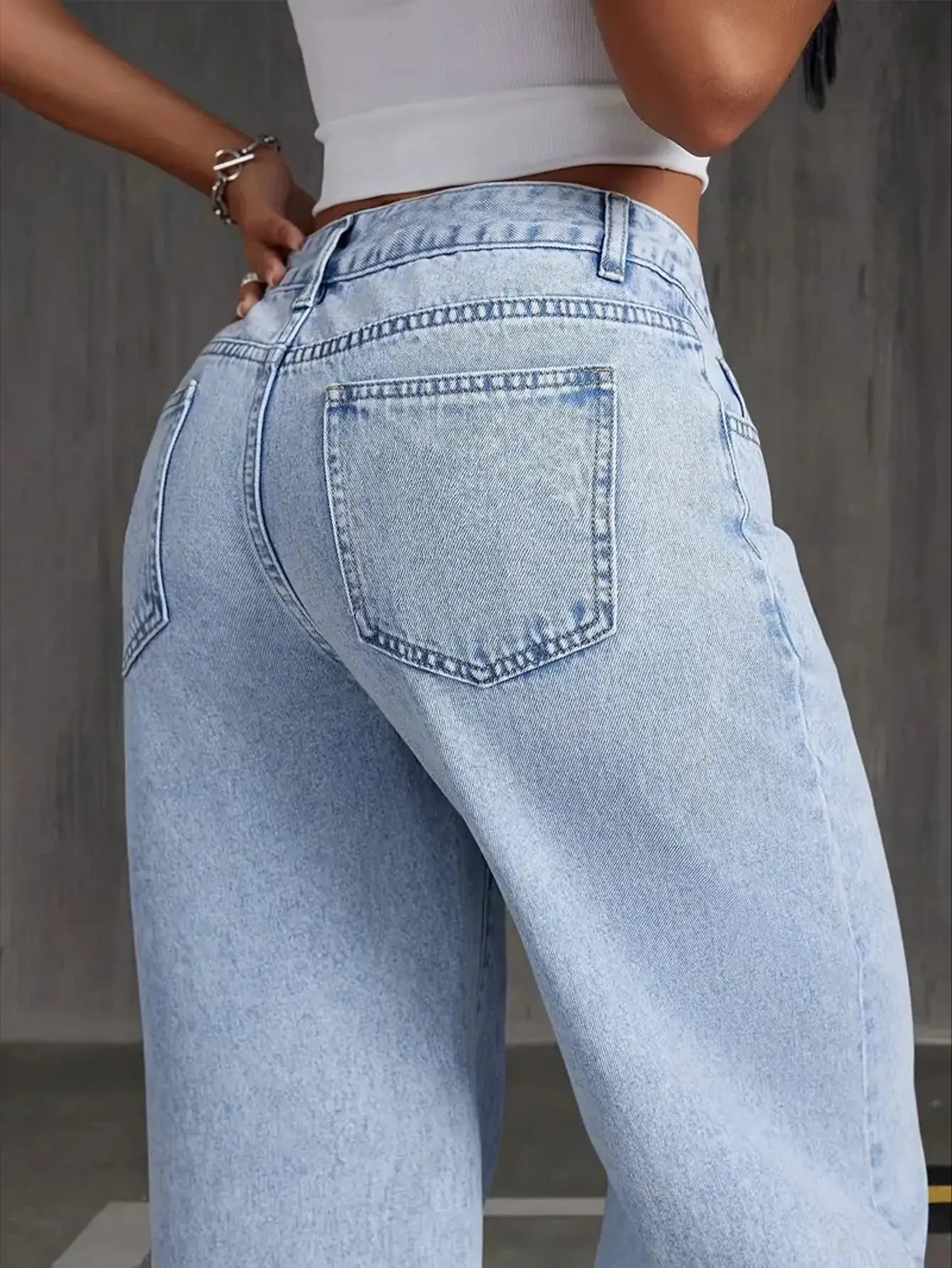 Women's Denim Wide-leg Pants Are Stylish, Simple, Slim, And Versatile With Multi-craft Design. Wide-leg Jeans Are New In Spring