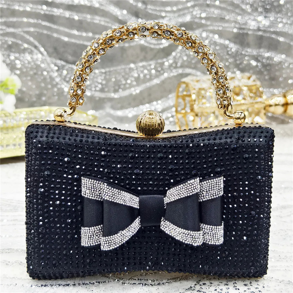 Med Heel Shoes for Women Hollowed Out Embroidery Rhinestone Italian Design Olive-green Color Pointed-Toe Shoes and Bags Set