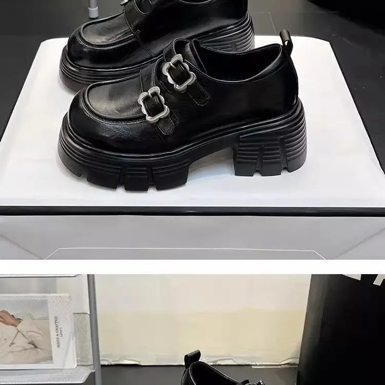 Shoes for Women  New Quality Women's Pumps Hot Sale Loafers Fashion Buckle Platform Leather Shoes Trend Versatile Zapatos