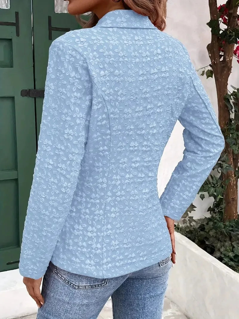 New Women's Blazers Spring Autumn Button Cardigan Jacket Fashion Commuter Office Solid Color Jacquard Elegant Simple Suit Top