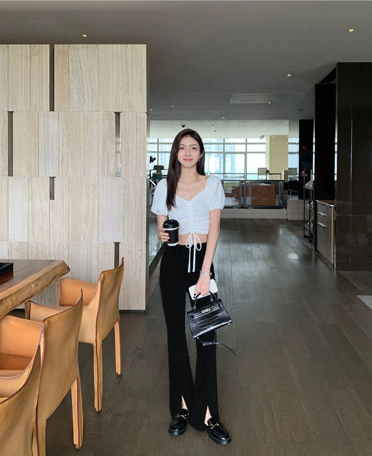 Women's Flared Jeans with Slits Bell Bottom Trousers Retro High Waist Shot Cowboy Pants for Woman Original Top Selling Baggy R Z